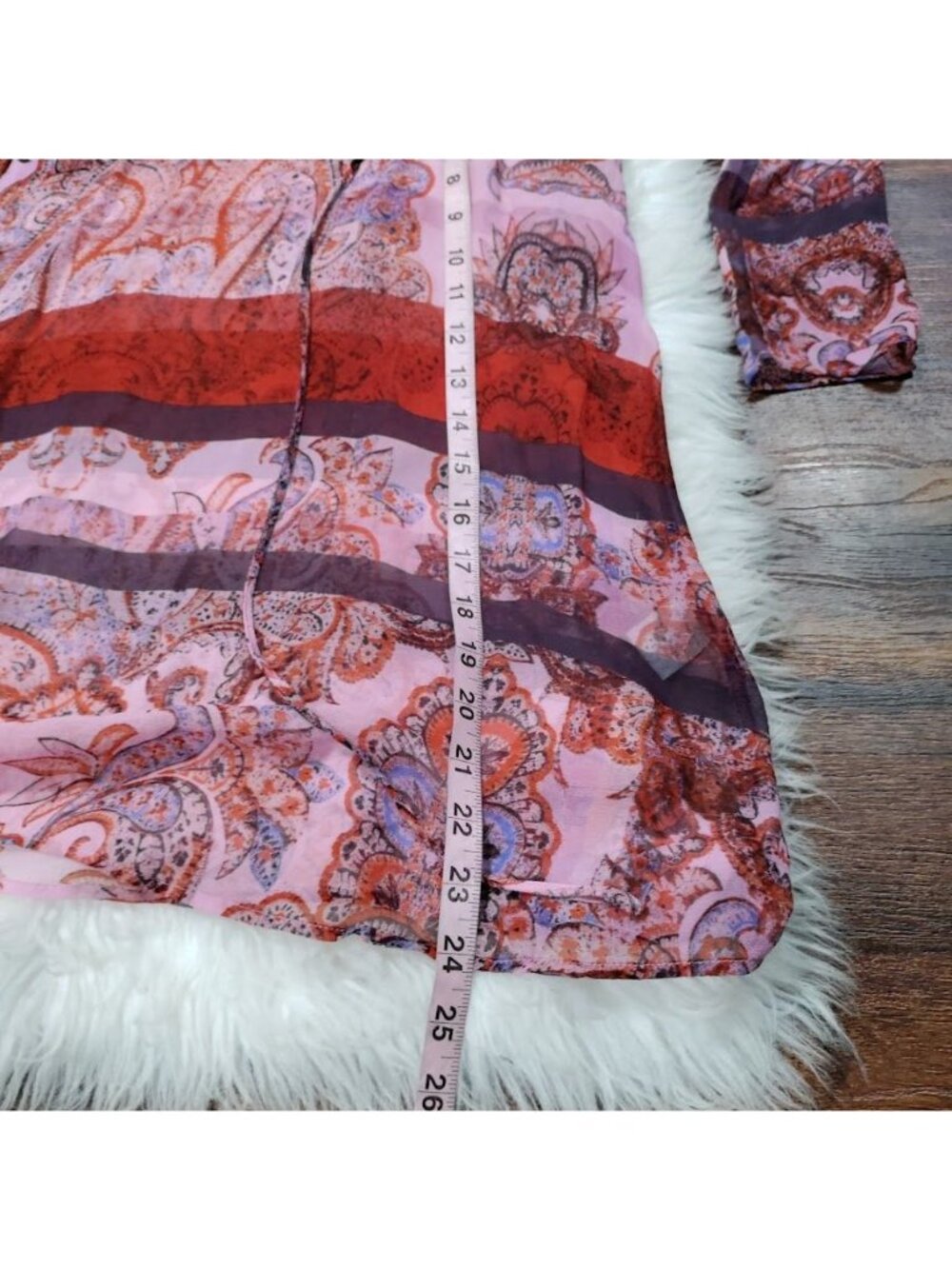 Charlie Jade Silk Womens Paisley Print Boho Tunic Dress M Pink & Red - Picture 9 of 10